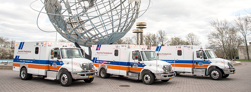 Three white ambulances 