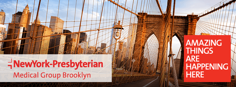 NewYork-Presbyterian Brooklyn Methodist Hospital logo overlayed on an image of the brooklyn bridge