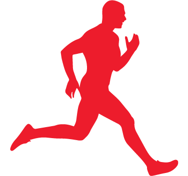 red icon of man running