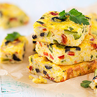 photo of zucchini tomato herb leek frittata