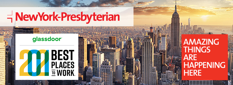 2021 Best Places to Work - NewYork-Presbyterian overlaid on New York skyline