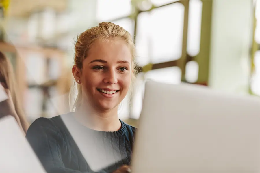 Girl using a computer.