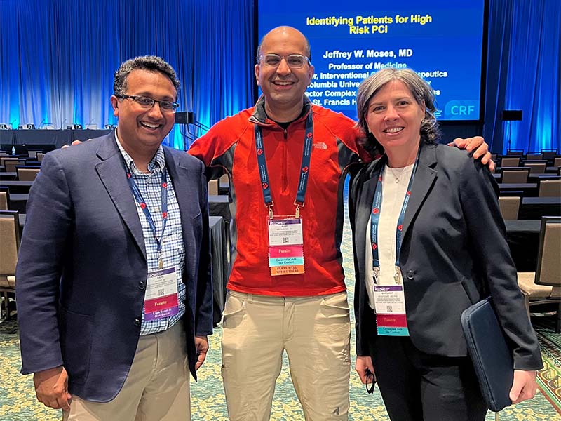 Drs. Parikh, Kirtane, and McEntegart standing side-by-side