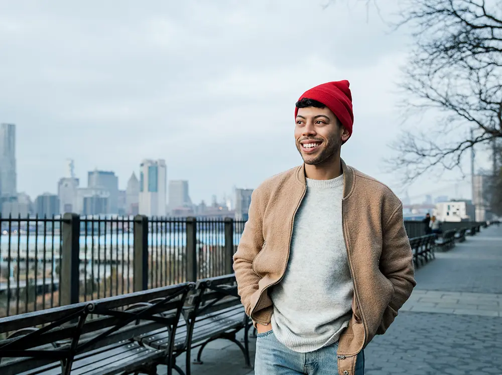 Young New Yorker walking